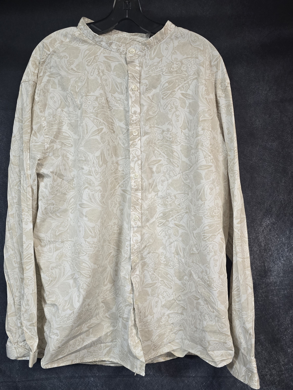 Tasso Elba Beige Paisley Button-Down Shirt